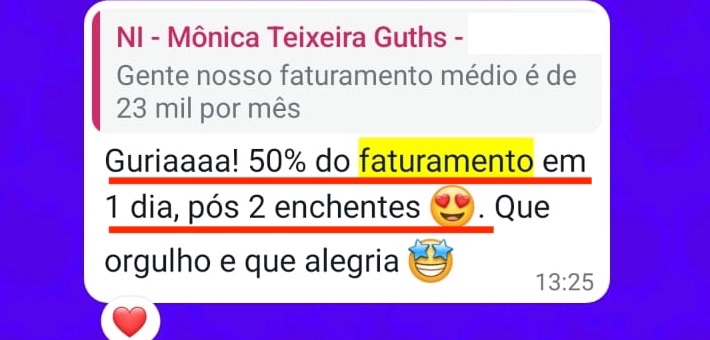 Print de resultado da M.V. Monica Teixeira