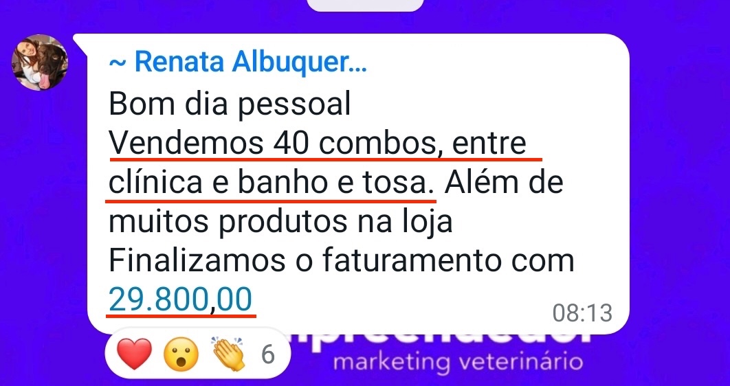 Print de resultado da M.V. Renata Albuquerque
